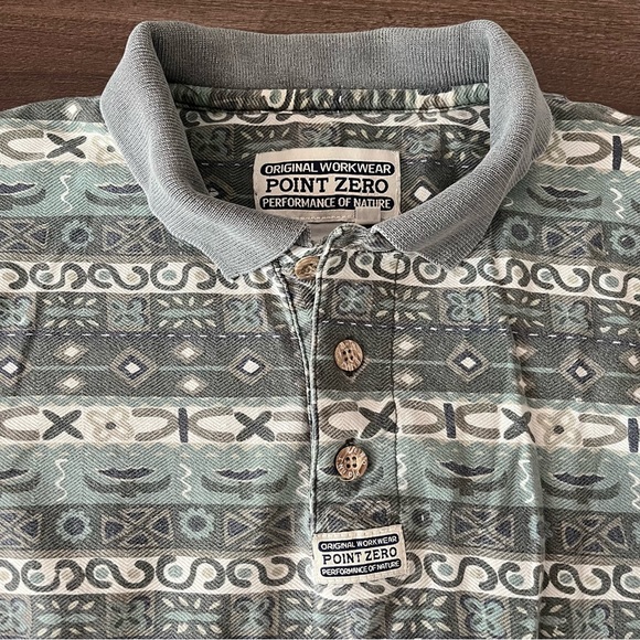 Point Zero Vintage Aztec Polo Tee Shirt - Picture 4 of 7